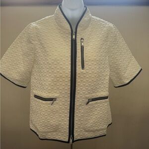 J. Crew Cream Quilted Jacket with Black Accents